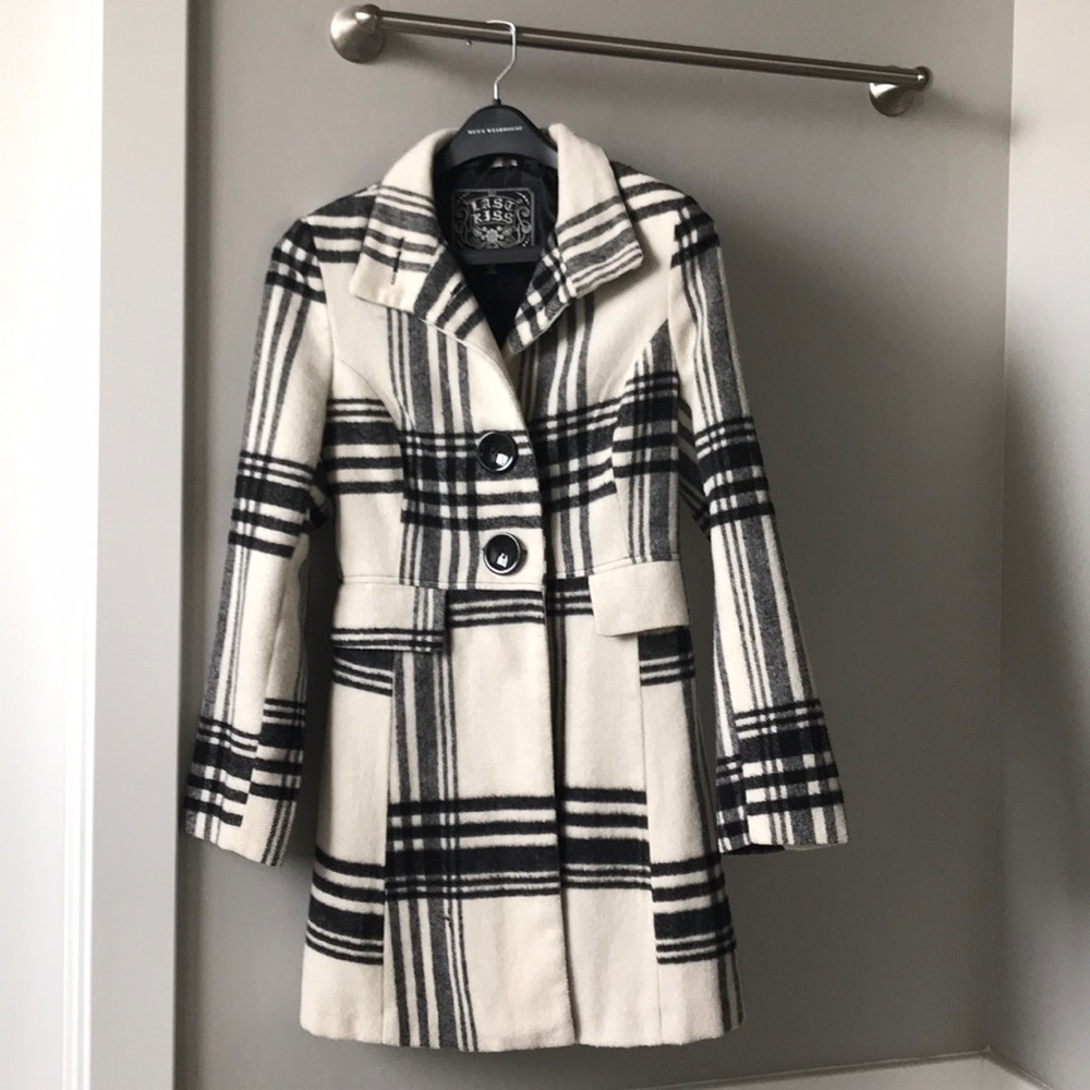 Striped Black and Cream Peacoat
